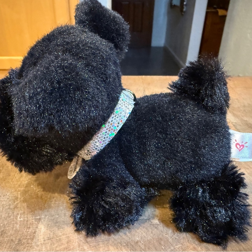 Black Plush Dog “Sammy” Justice 6 inch Black Terroir Dog Sparkly Collar - Picture 5 of 12